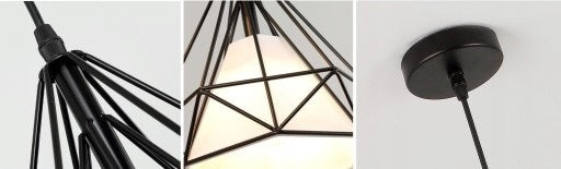 DIAMOND Φωτιστικό Οροφής Loft 1Pcs Μεταλλικό 28x28cm Μαύρο