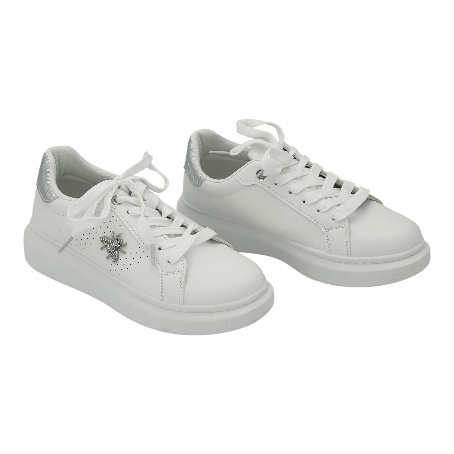 InShoes Basic Γυναικεία Sneakers Λευκό / Ασημί 639LC691