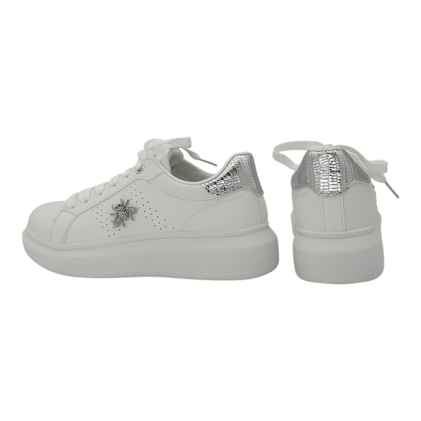 InShoes Basic Γυναικεία Sneakers Λευκό / Ασημί 639LC691