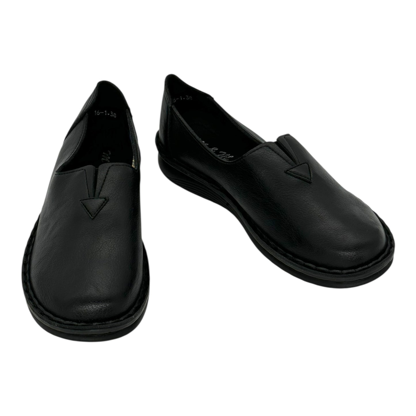 MIRA MAX Γυναικεία Δερμάτινα Slip-On Παπούτσια Μαύρο