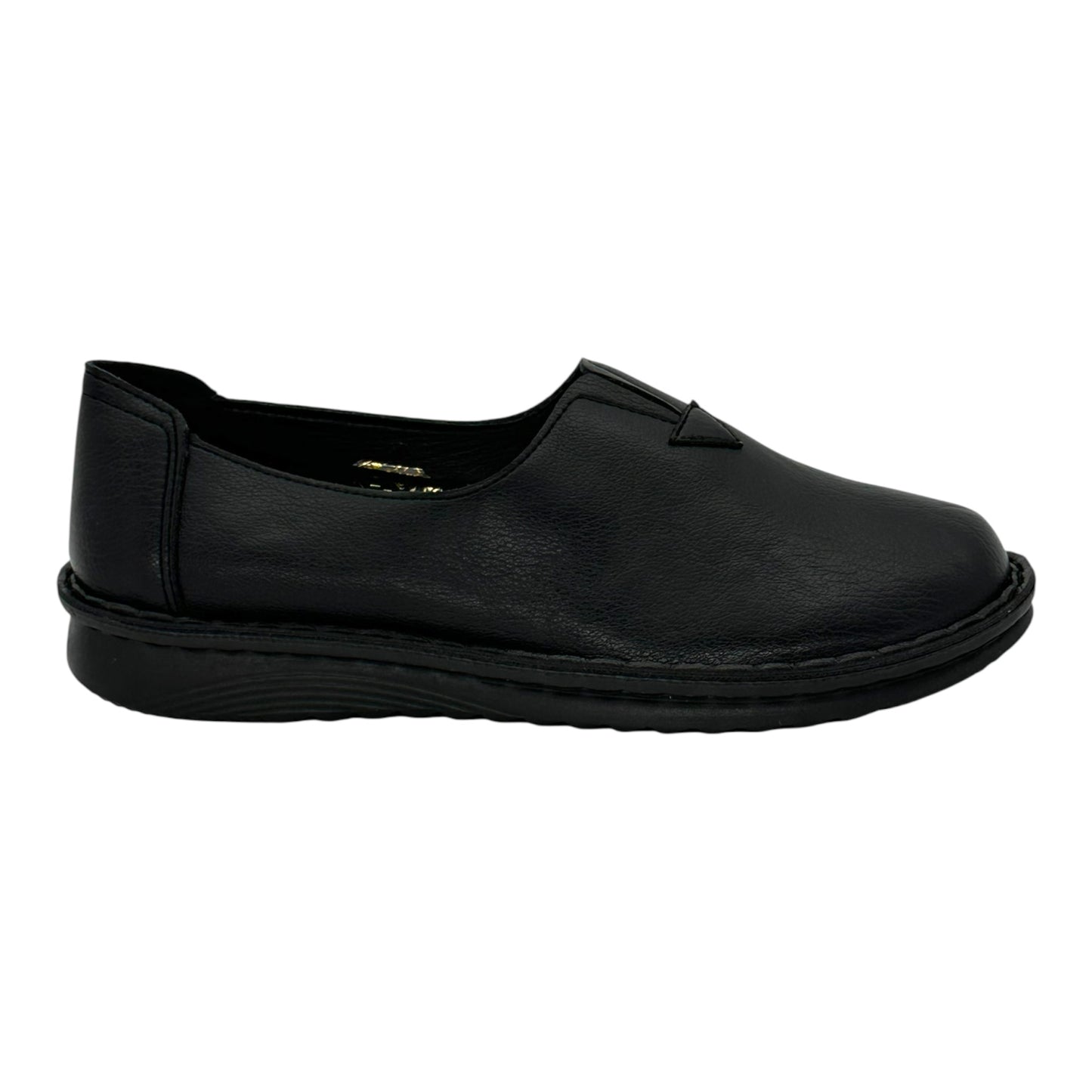 MIRA MAX Γυναικεία Δερμάτινα Slip-On Παπούτσια Μαύρο