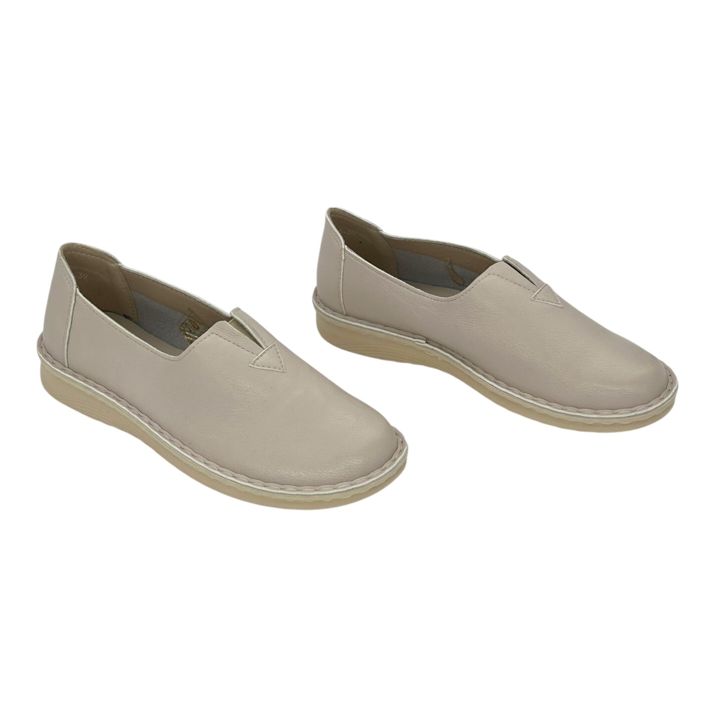 MIRA MAX Γυναικεία Δερμάτινα Slip-On Παπούτσια Beige