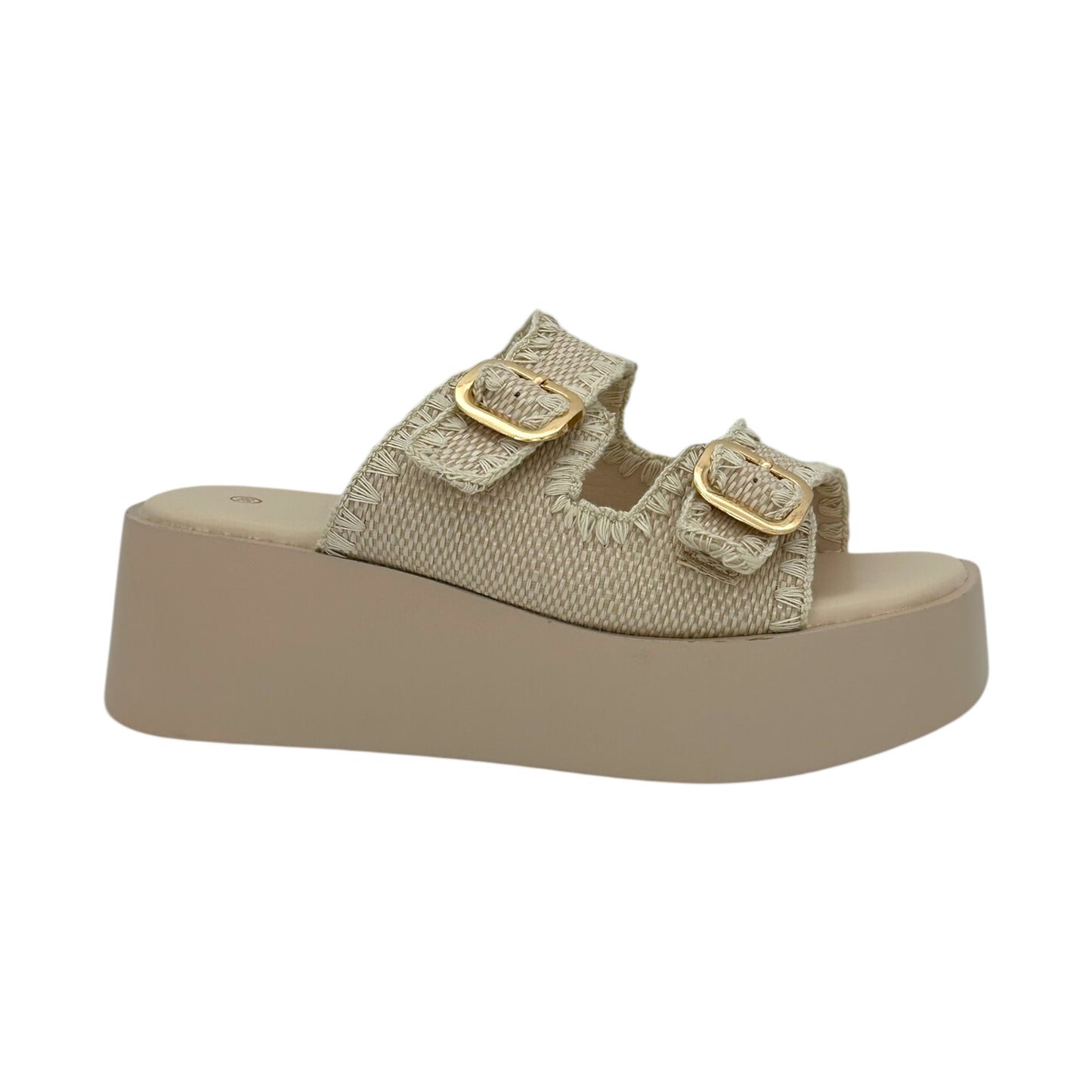 Mira Max Πλατφόρμες Γυναικείες με Διπλή Αγκράφα Beige