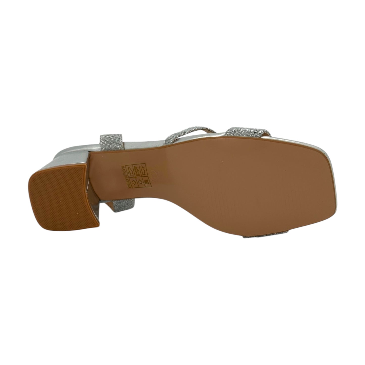 CHC SHOES Γυναικεία Πέδιλα με Μεσαίο Τακούνι & Στρας Ασημί