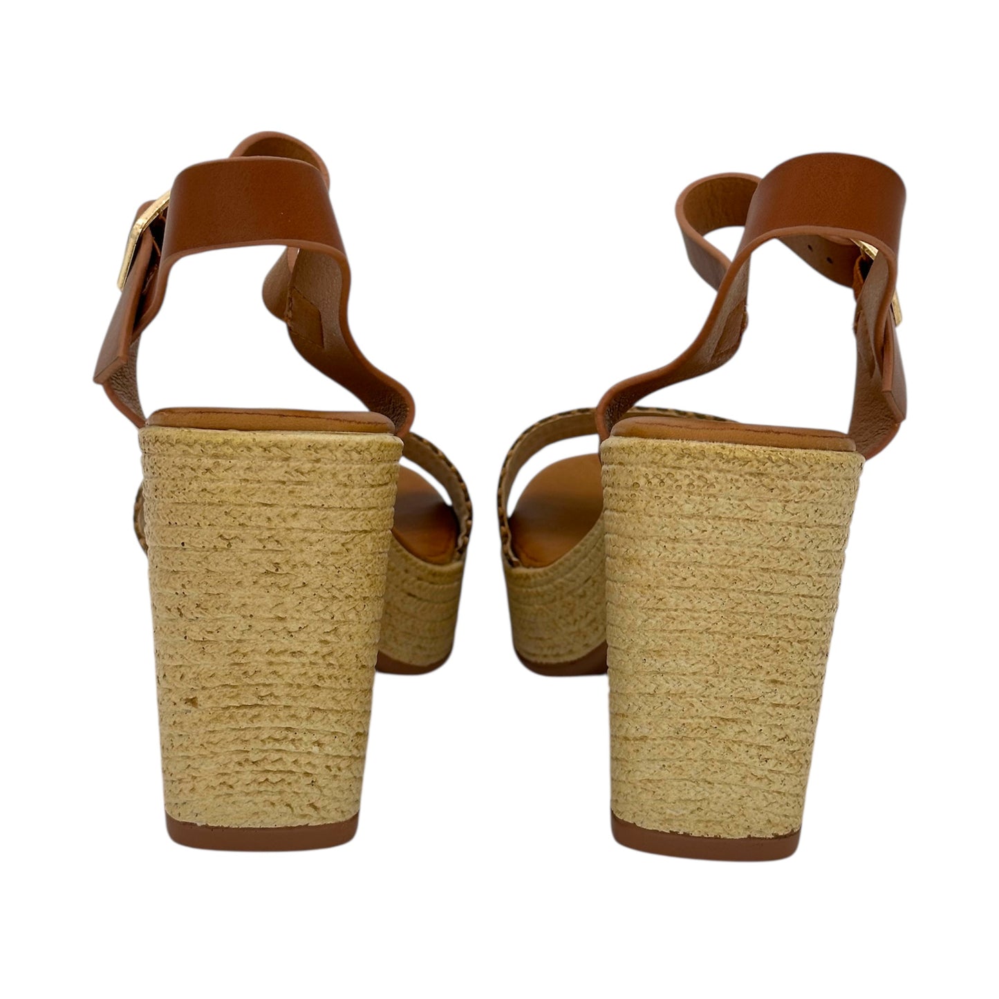 Angel Shopping Πλατφόρμες με Ψάθινο Σχέδιο και Στρας Camel