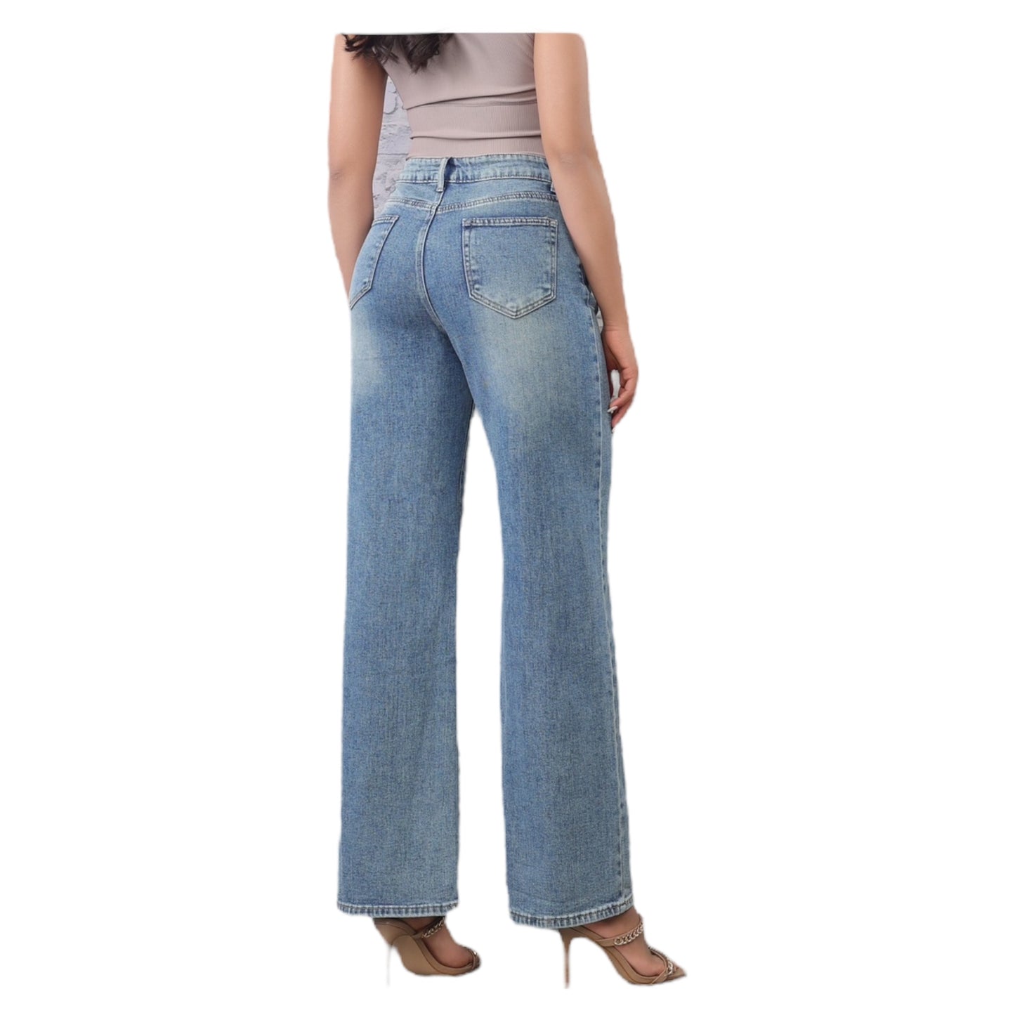 MISS GOOD Γυναικείο Jean Παντελόνι Wide Leg Μπλε