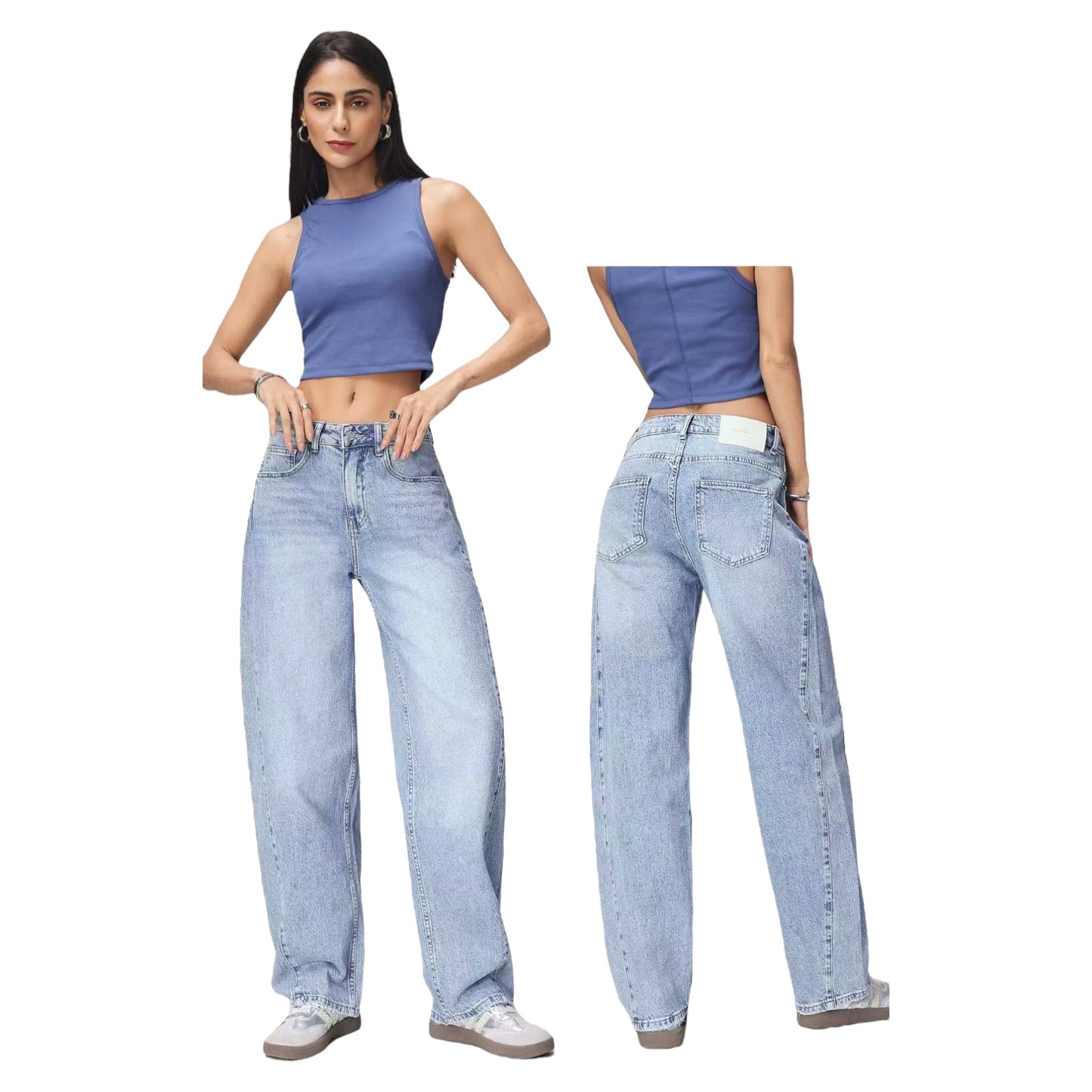 Angel Shopping Γυναικείο Ψηλόμεσο Jean Παντελόνι σε Γραμμή Barrel Μπλε