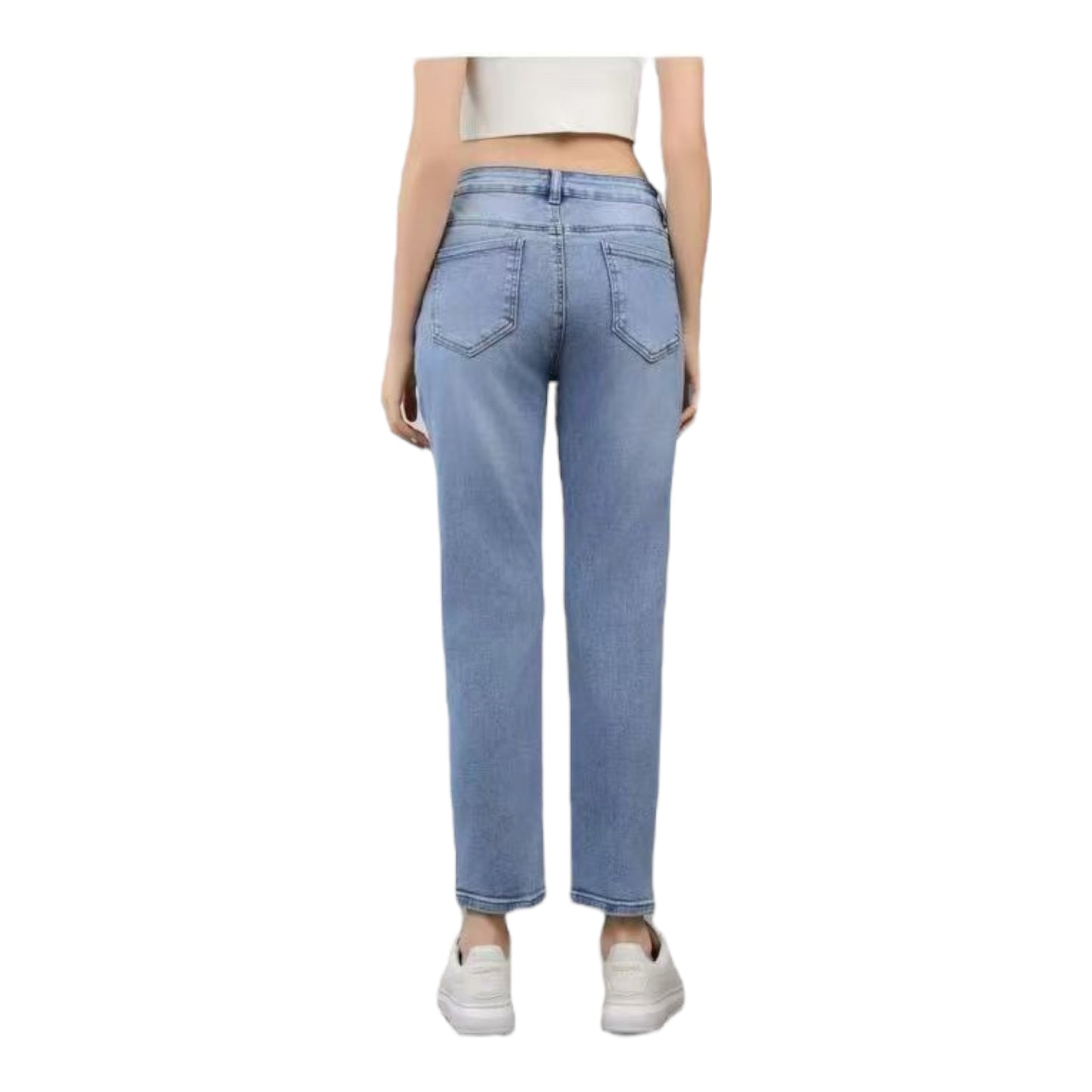 MISS GOOD Γυναικείο Ψηλόμεσο Jean Παντελόνι σε Slim Γραμμή Μπλε