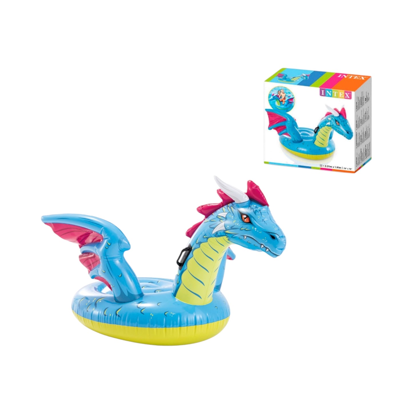 Intex Dragon Παιδικό Φουσκωτό 4202-33 Ride On Θαλάσσης με Χειρολαβές 201cm Γαλάζιο