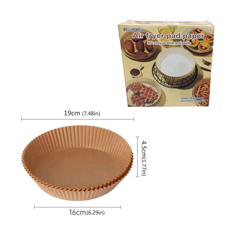 Bellhowell Αντικολλητικό Χαρτί για Air Fryer 50τμχ - Air fryer pad paper