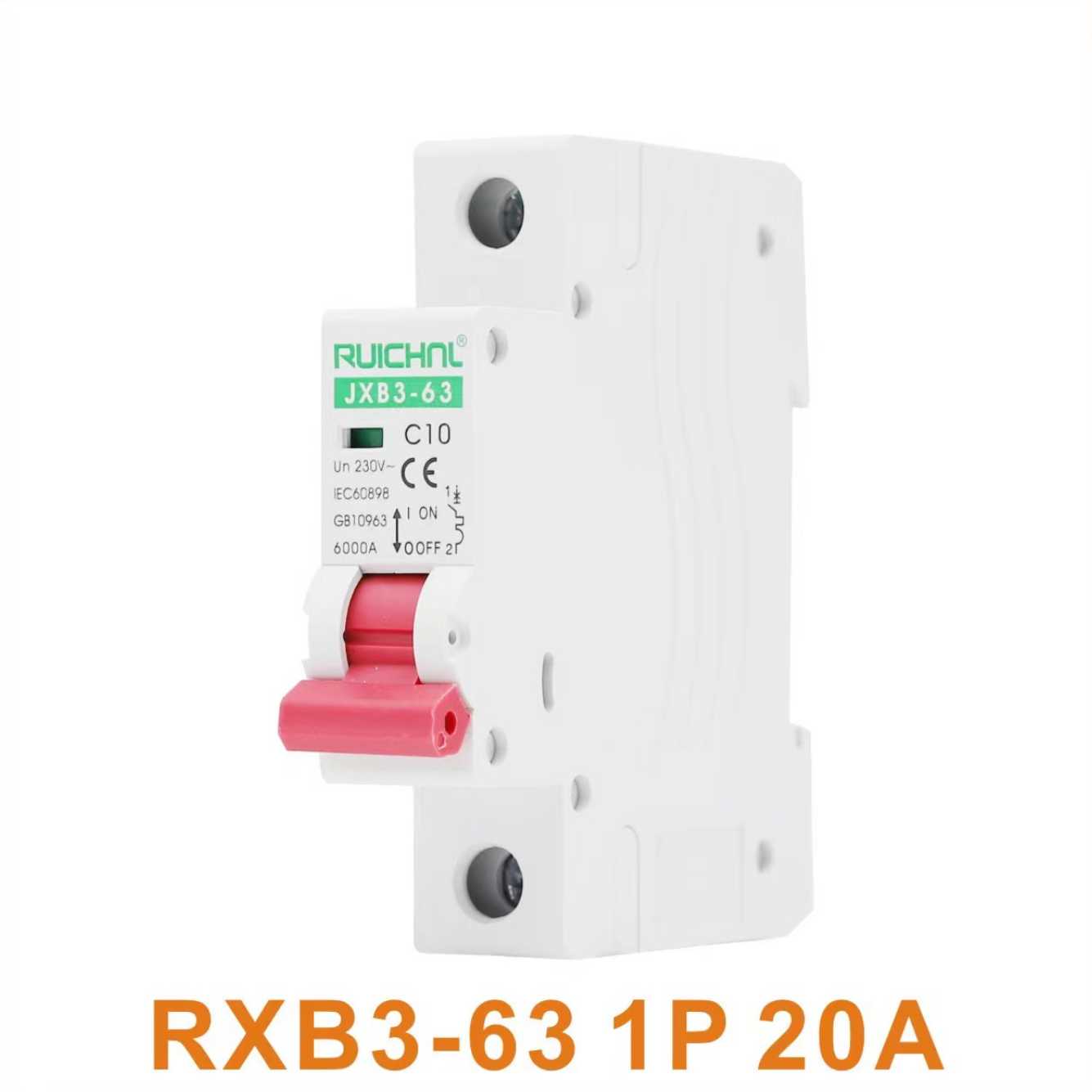 Διακόπτης ασφαλείας ράγας - RXB3-63-20A-1P-6KA - 068578