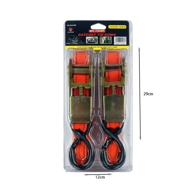 Zhexin Ιμάντας φορτίων 2τεμ 1" x 15FT - Λουριά για στερέωση φορτίου HS-A5-07SP - Ratchet tie