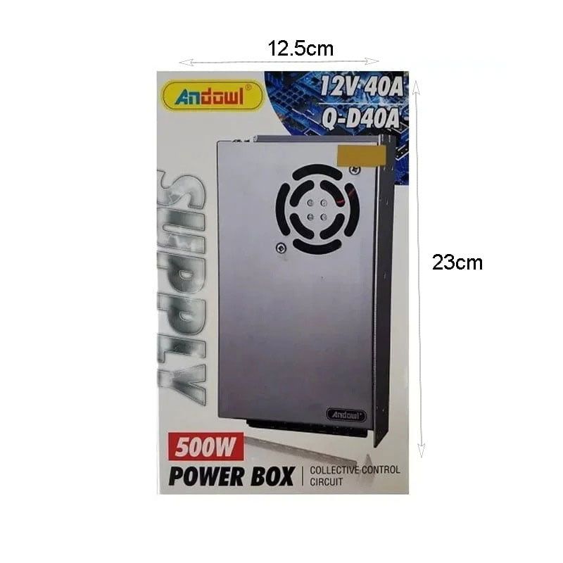Andowl Τροφοδοτικό LED Ισχύος 500W με Τάση Εξόδου 12V DC 40A Q-D40A - Power Box