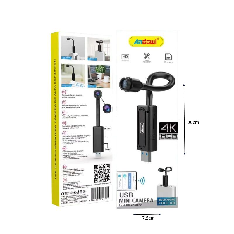 Andowl Mini USB Κάμερα Q-SX6 Full HD 4K με υποδοχή Micro Sd - USB Mini Camera