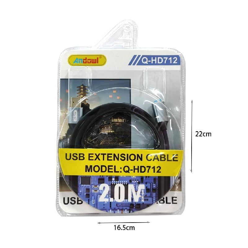 Andowl Καλώδιο Προέκτασης USB 2.0 2 Μέτρων Q-HD712 - USB 2.0 Extension Cable 2 Meters Q-HD712