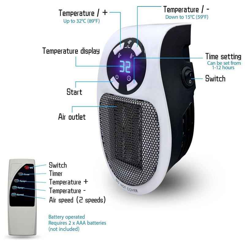 Φορητό αερόθερμο πρίζας 500W - Handy portable warm air blower heater