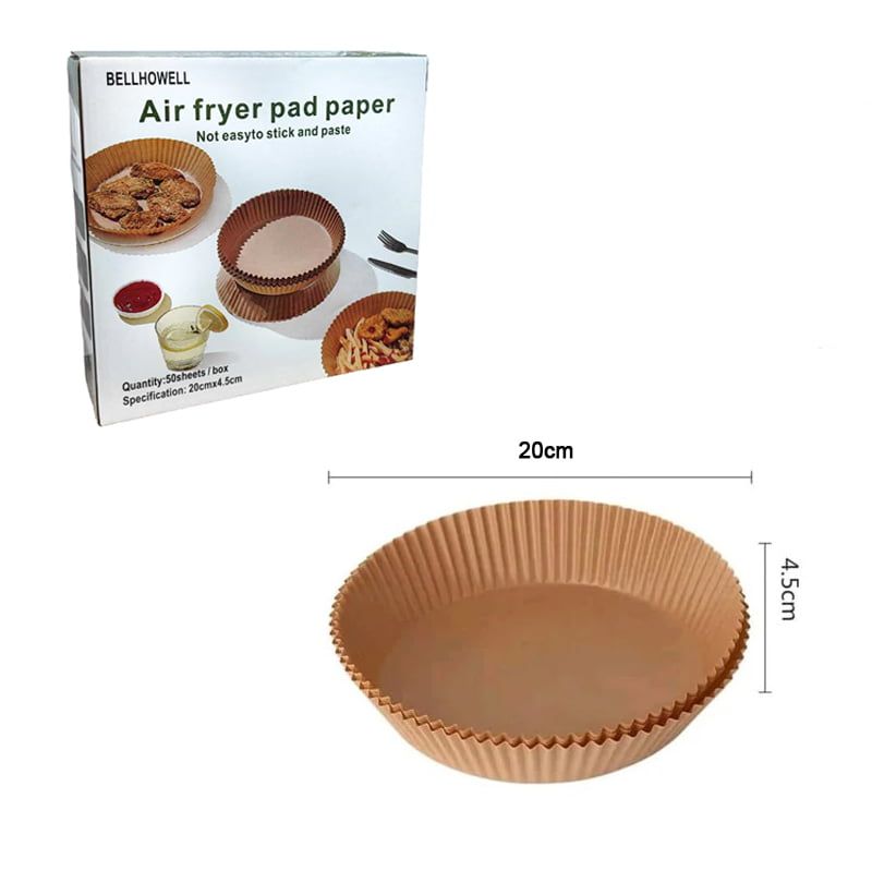 Bellhowell Αντικολλητικό Χαρτί για Air Fryer 50τμχ - Air fryer pad paper 50pcs