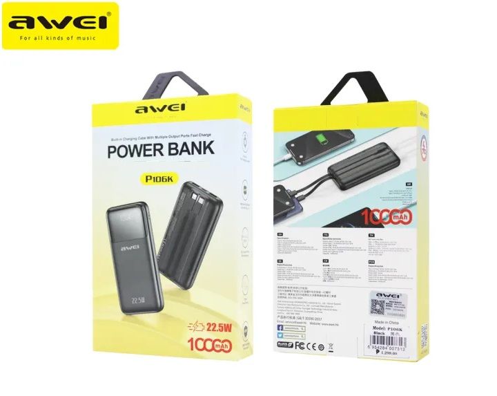 Powerbank - P106K - 10.000mah - 22.5W - AWEI - 005562 - White ΕΙΔΗ ΤΕΧΝΟΛΟΓΙΑΣ>Gadgets>Αξεσουάρ smartphone