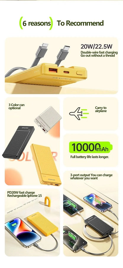 Powerbank - 2in1 - Type-C & Lightning - P88K - 10.000mah - 22.5W - AWEI - 007481 - Black