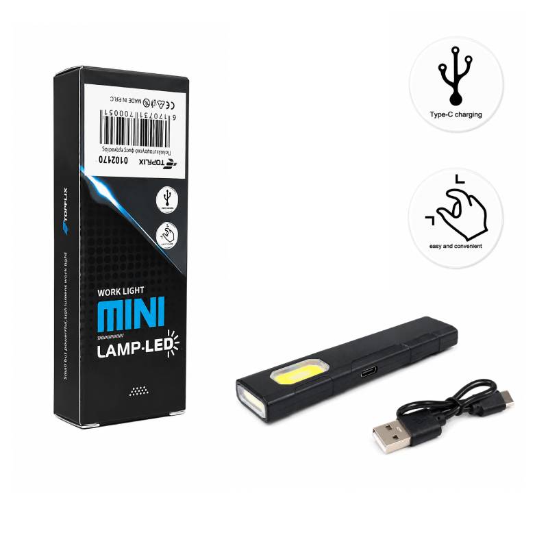 Επαναφορτιζόμενο Μαγνητικό Mini LED Φακός Εργασίας USB Type-C - Rechargeable Magnetic Mini LED Work Light USB Type-C