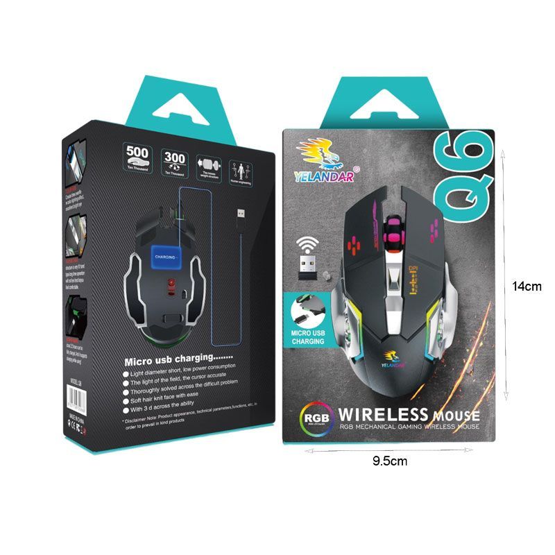 Yelandar Q6 Ασύρματο ποντίκι RGB Gaming - Wireless Mouse Gaming