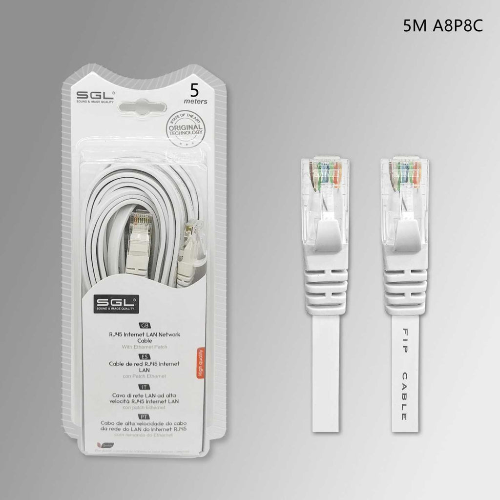 Καλώδιο δικτύου Ethernet - Πλακέ - A8P8C - 5m - 096421