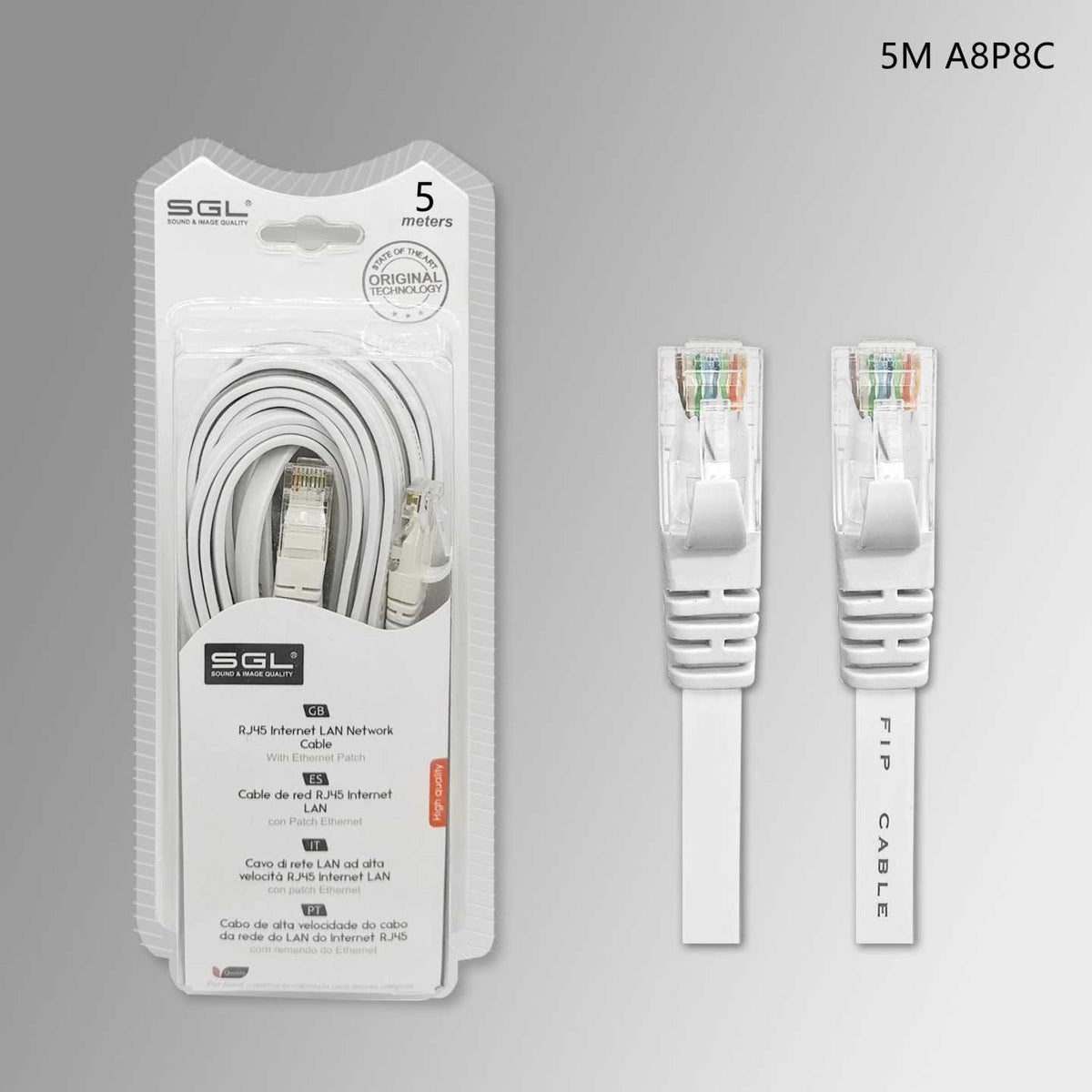 Καλώδιο δικτύου Ethernet - Πλακέ - A8P8C - 5m - 096421