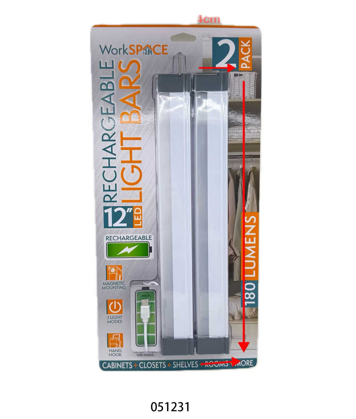 Επαναφορτιζόμενη μπάρα φωτισμού LED - 32cm - 051231
