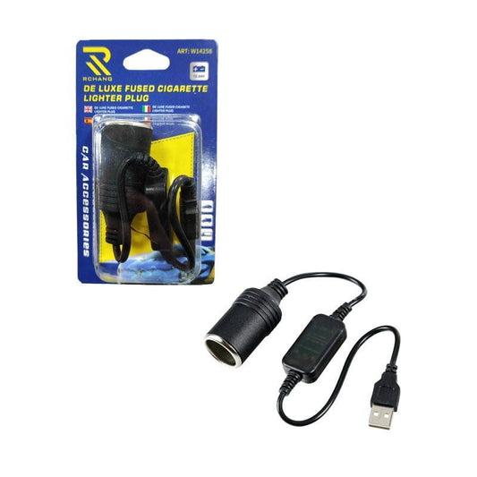 Rchang Μετασχηματιστής/Αντάπτορας Απο USB Σε Υποδοχή Με Φις Αναπτήρα 12-24V  W14258 - De Luxe Fused Cigarette Lighter Plug