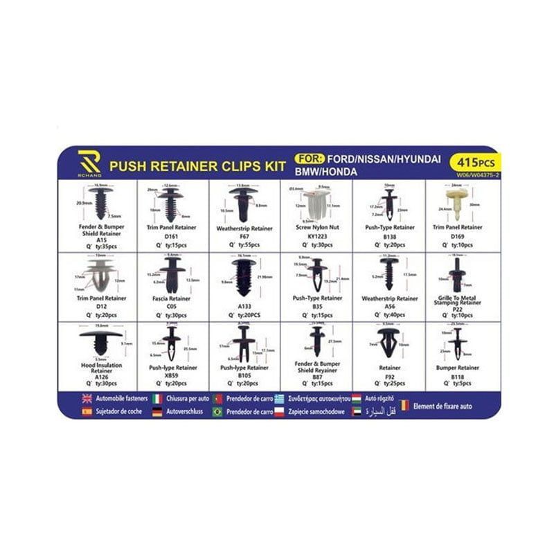 Rchang Κασετίνα με 415 pcs πλαστικά κουμπώματα – κλιπ αυτοκινήτου W06/W04375-2– Push Retainer Clips Kit