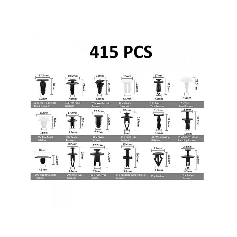 Rchang Κασετίνα με 415 pcs πλαστικά κουμπώματα – κλιπ αυτοκινήτου W06/W04375-2– Push Retainer Clips Kit