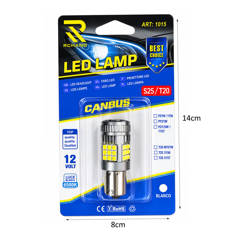 Rchang Λάμπα LED Αυτοκινήτου S25/T20 CANBUS 12V 6500K Λευκό Φως 1015 - Car LED Bulb S25/T20 CANBUS 12V 6500K White Light