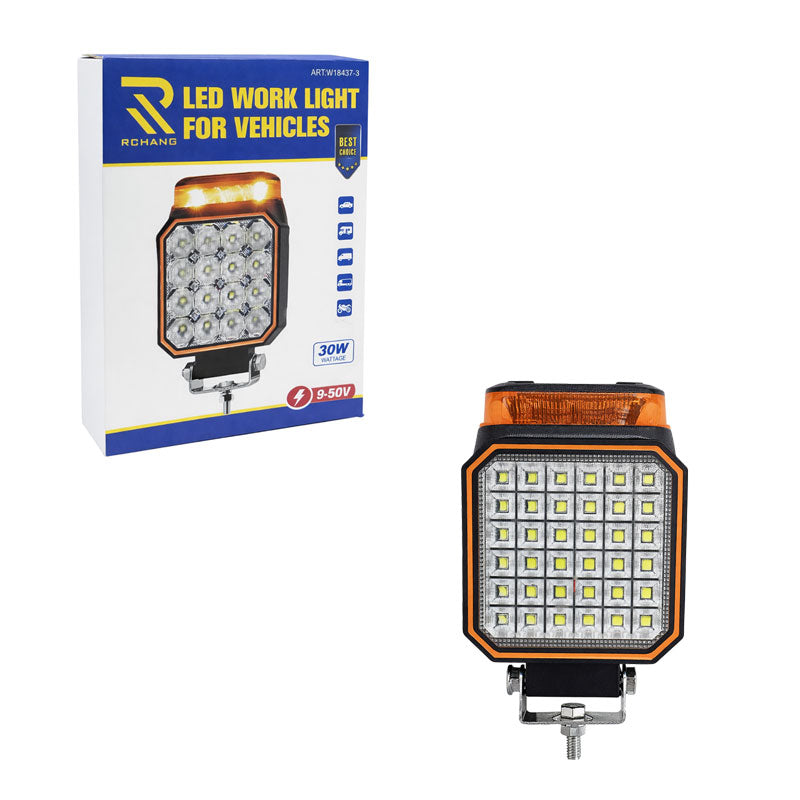 Rchang Προβολέας Εργασίας LED 30W για Οχήματα με Πορτοκαλί Φάρο W18437-5 - LED Work Light for Vehicles