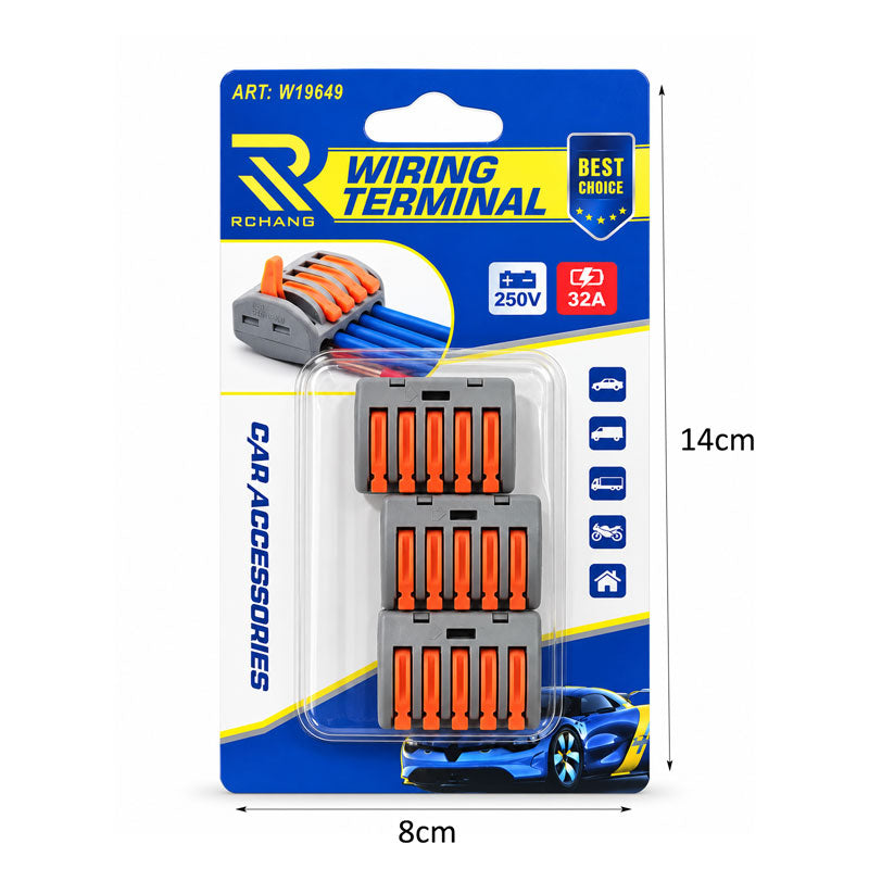 Σετ 3 Ταχυσυνδέσμων Καλωδίων 5 Θέσεων 32A 250V - 3-Piece 5-Port Lever Wire Connector Set 32A 250V