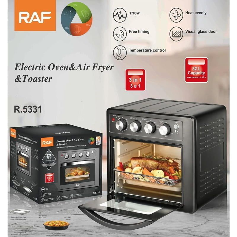 RAF Φριτέζα Αέρος & Ηελκτρικόσ Φούρνος 32lt 1700W R.5331 - Electric Oven & Air Fryer & Toaster