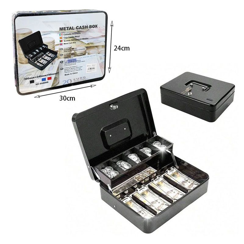 Κουτί Μεταλλικό Ταμείου με Κλειδαριά 30x24x9cm - Metal Cash Box