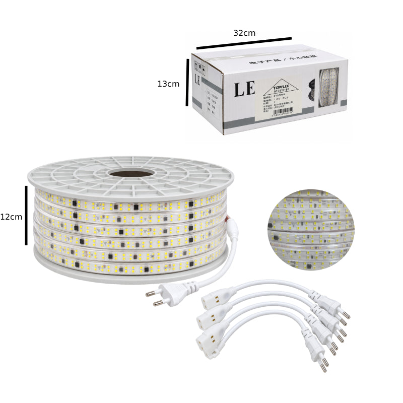 Φωτοσωλήνας LED 2835 240 LED/m 100m Λευκό Φως 220V 11mm - LED Rope Light 2835 240 LED/m 100m White Light 220V 11mm
