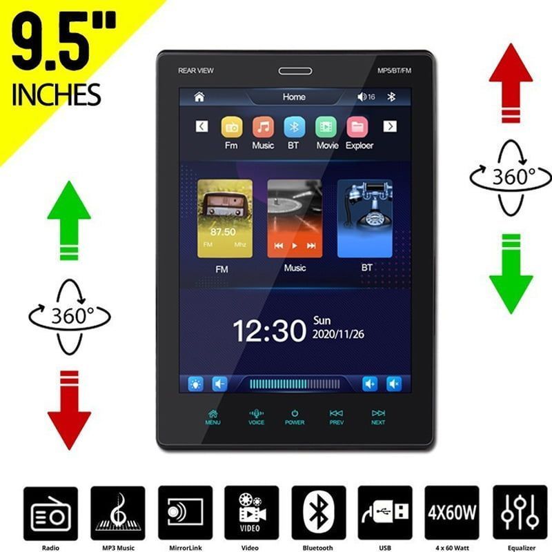 Ηχοσύστημα Αυτοκινήτου Universal 1DIN (Bluetooth/USB) με Οθόνη Αφής 9.5" - Car MP5 Player Vertical Screen Universal