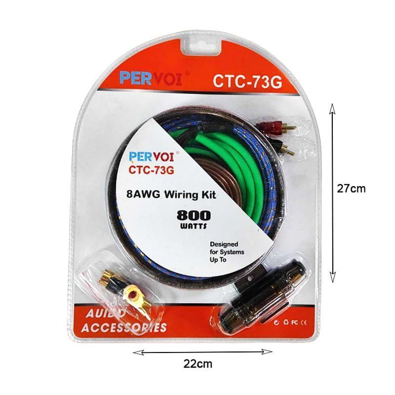 PERVOI Σετ Καλωδίων Ενισχυτή Αυτοκινήτου 800W CTC-73G - 8AWG Wiring Kit Car Cables