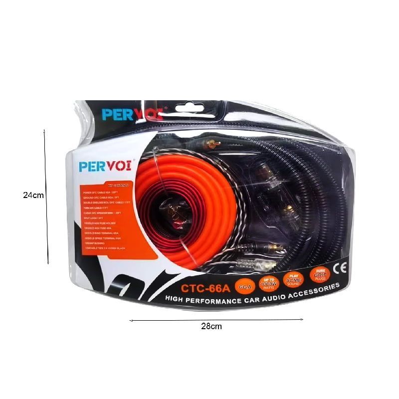 PerVoi Σετ Καλωδίων Ενισχυτή Αυτοκινήτου έως 1000W CTC-66A - Audio line high performance
