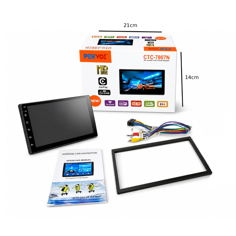 PerVoi Οθόνη Αυτοκινήτου 7" Android 15 με GPS, Wi-Fi & CarPlay CTC-7807N - 7" Android 15 Car Multimedia Player with GPS, Wi-Fi & CarPlay
