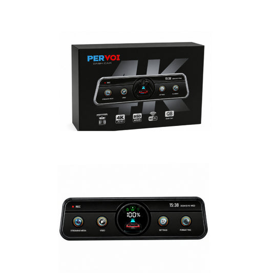 PerVoi Καθρέπτης Αυτοκινήτου με Διπλή Κάμερα 4K WiFi Dash Cam Q8 - 4K Dual Lens Rearview Mirror Dash Cam with WiFi