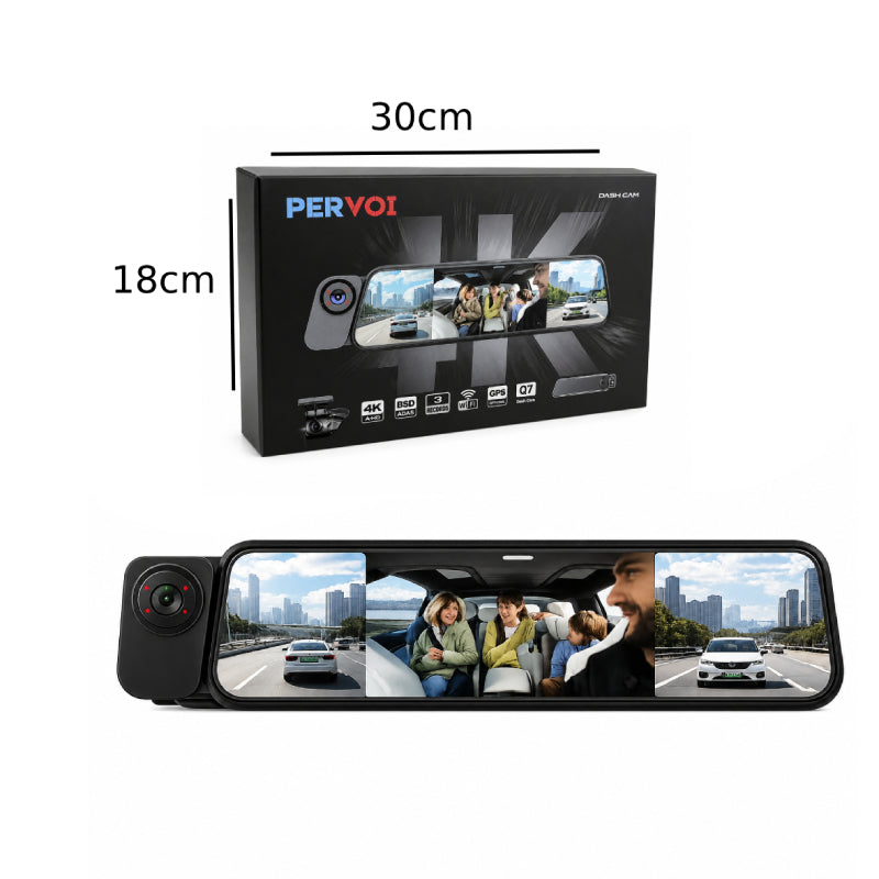 PerVoi Καθρέπτης Αυτοκινήτου με Τριπλή Κάμερα 4K WiFi GPS Dash Cam Q7 - Q7 4K Triple Lens Rearview Mirror Dash Cam with WiFi & GPS