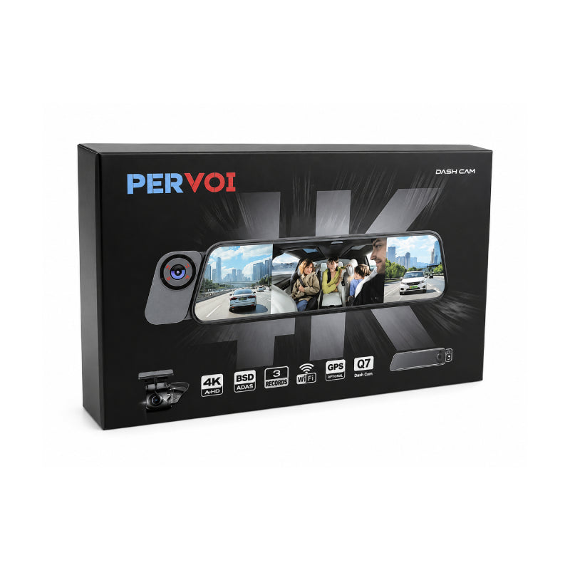 PerVoi Καθρέπτης Αυτοκινήτου με Τριπλή Κάμερα 4K WiFi GPS Dash Cam Q7 - Q7 4K Triple Lens Rearview Mirror Dash Cam with WiFi & GPS