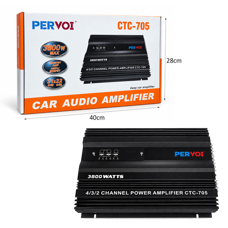 PerVoi Ενισχυτής Αυτοκινήτου 4/3/2 Καναλιών 3800W CTC-705 - Car Audio Amplifier