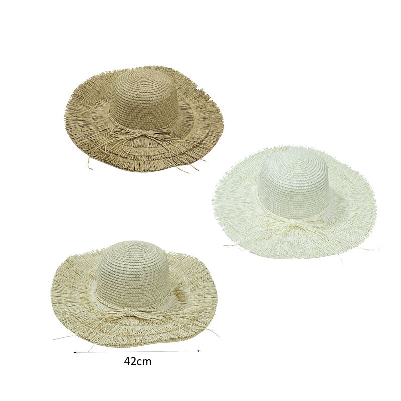 Ψάθινο Καπέλο Παραλίας με Κρόσια 42cm - Straw Beach Hat with Fringes
