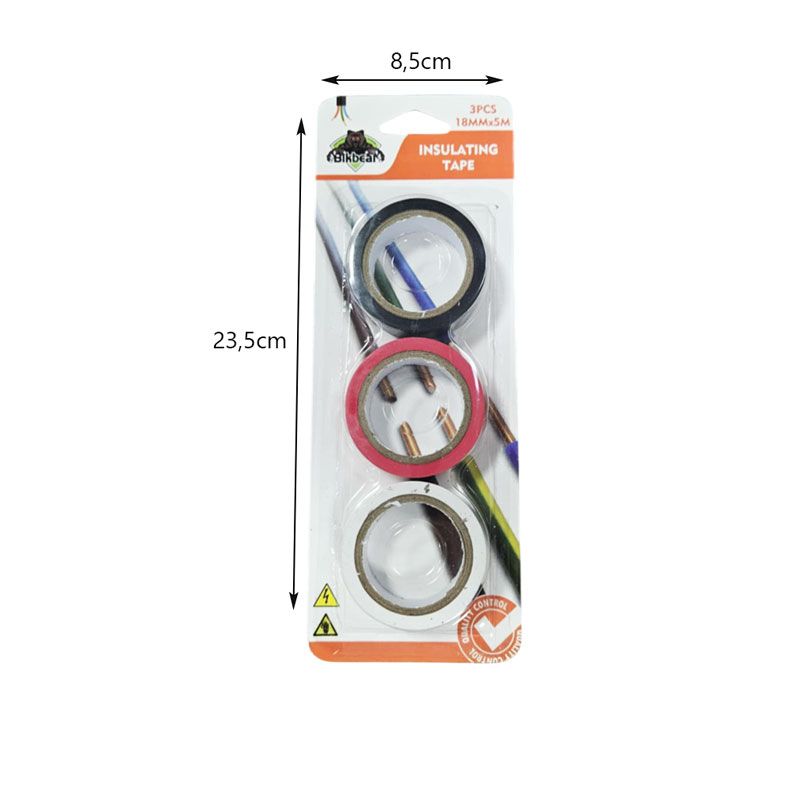 Bikbear Σετ Μονωτικές Ταινίες 3 Τεμαχίων 18mm x 5m - Insulating Tape Set