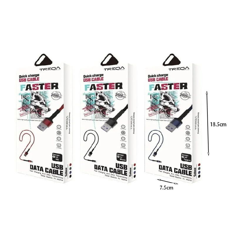 Treqa Καλώδιο φόρτισης USB Καλώδιο Type-C 2M CA-8563 - USB Cable Quick Charge