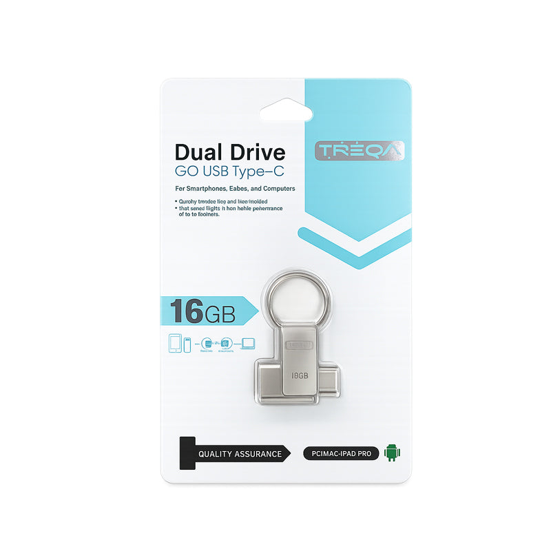 Treqa USB Flash Drive Διπλής Σύνδεσης Type-C 16GB - Dual Drive USB Type-C Flash Drive 16GB
