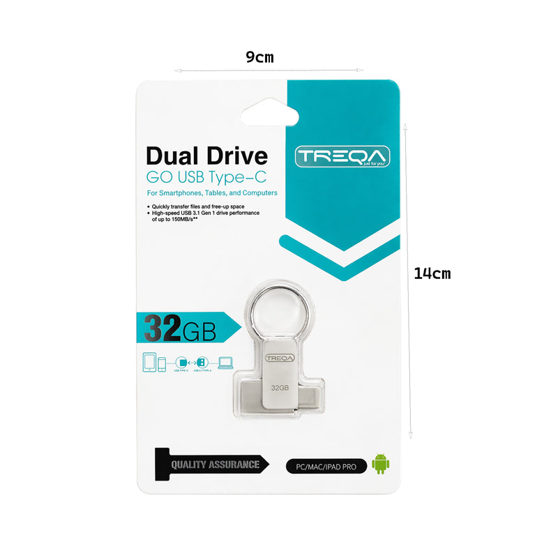 Treqa USB Flash Drive Διπλής Σύνδεσης Type-C 32GB - Dual Drive USB Type-C Flash Drive 32GB